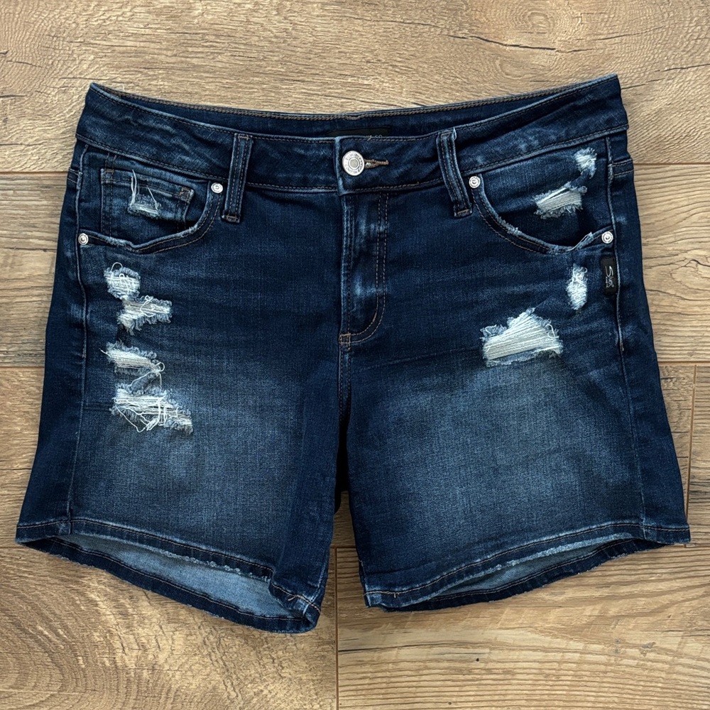 Silver Jeans Indigo Ripped Denim Shorts